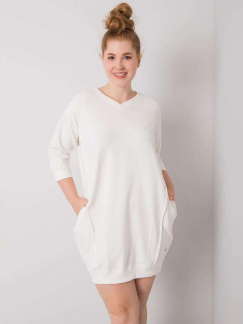 SMETANOVÉ DÁMSKÉ ŠATY S KAPSAMI RV-SK-6847.59P-ECRU Velikost: ONE SIZE