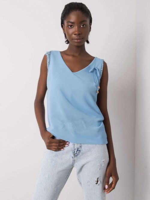 SVĚTLE MODRÝ TOP S KRAJKOU DHJ-TP-13317.25P-BLUE Velikost: ONE SIZE