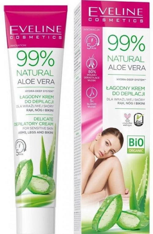 Eveline Cosmetics 99% Natural Aloe Vera Depilatory Cream Jemný depilační krém 125 ml