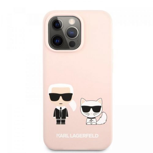 Silikonové pouzdro Karl Lagerfeld and Choupette Liquid KLHCP13XSSKCI pro Apple iPhone 13 Pro Max, růžová