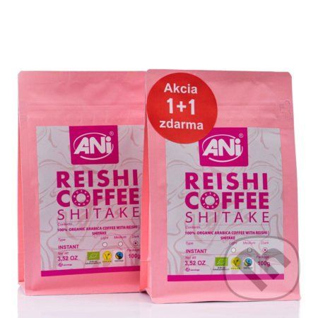 ANi Reishi Bio Coffee Shitake 100g instantná 1 + 1 zadarmo - Ani