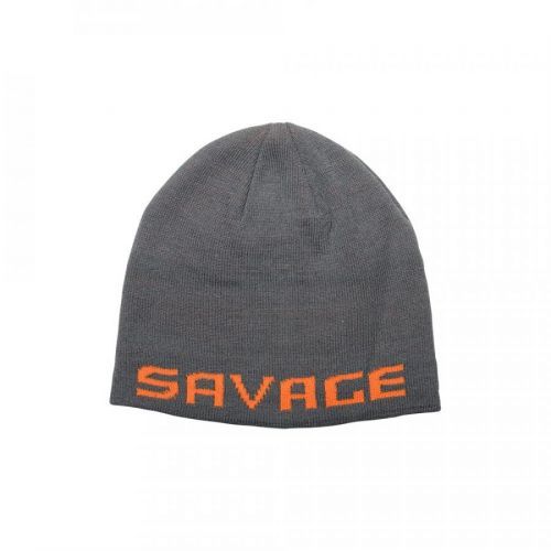 Savage Gear Zimní čepice Logo Beanie Rock Grey/Orange