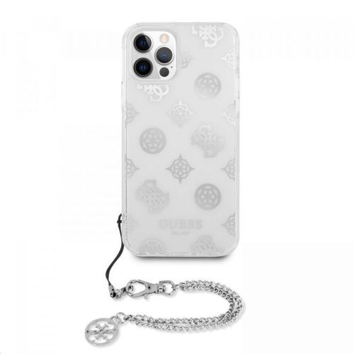 Zadní kryt Guess GUHCP12LKSPESI PC Chain Peony pro Apple iPhone 12 Pro Max, stříbná
