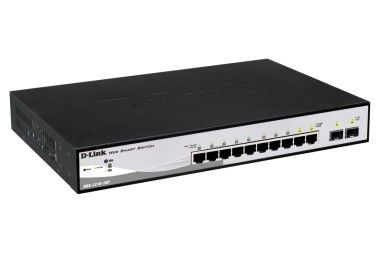 D-Link DGS-1210-10MP 10-port Max-PoE Gigabit Smart L2/L3 switch, 8x GbE PoE+, 2x SFP, PoE 130W, fanless