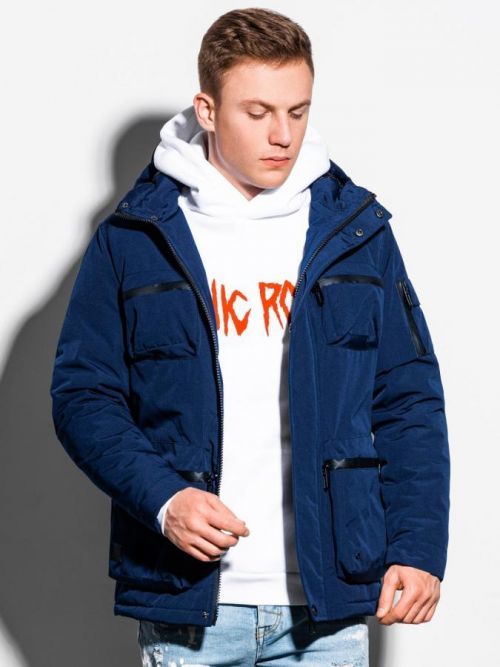 Ombre Clothing Pánská zimní prošívaná bunda Bohater navy S