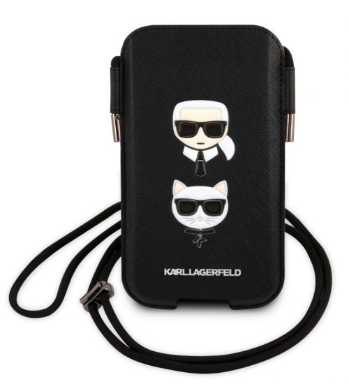 Stylová kapsa Karl Lagerfeld Saffiano Metal Logo PU Pouch S/M KLHCP12MOPHKMK, černá