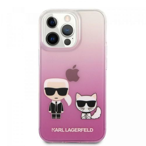 Zadní kryt Karl Lagerfeld PC/TPU Ikonik Karl and Choupette KLHCP13LCKTRP pro Apple iPhone 13 Pro, růžová