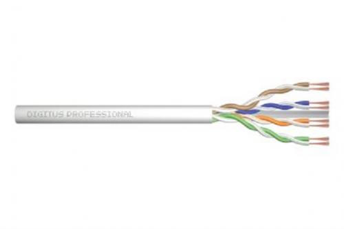 DIGITUS CAT 6 U-UTP patch cable, raw, length 100 m, paper box, AWG 26/7, LSZH, simplex, color grey