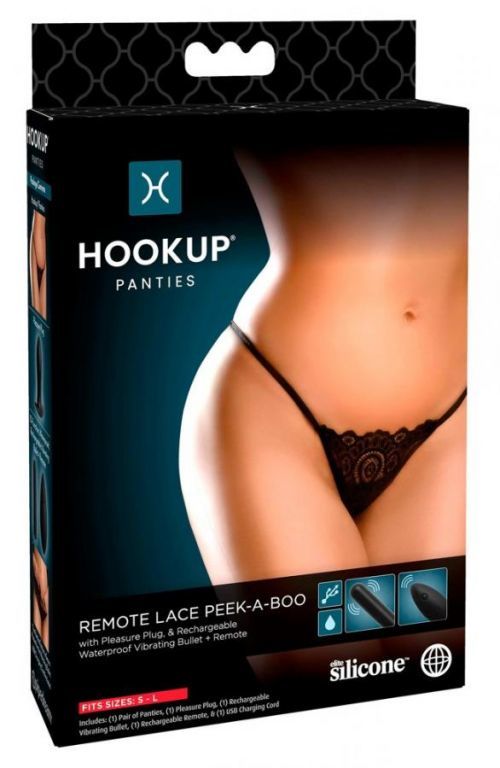 HOOKUP Peek-a-boo - cordless, vibrating panty set (black)