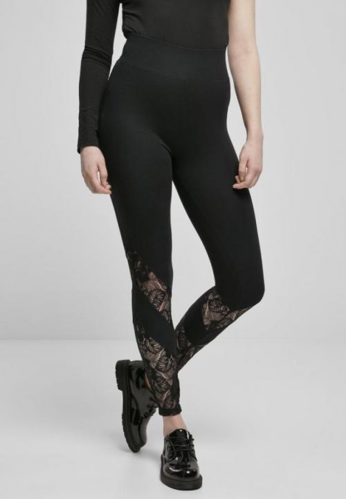 Ladies Highwaist Lace Inset Leggings L