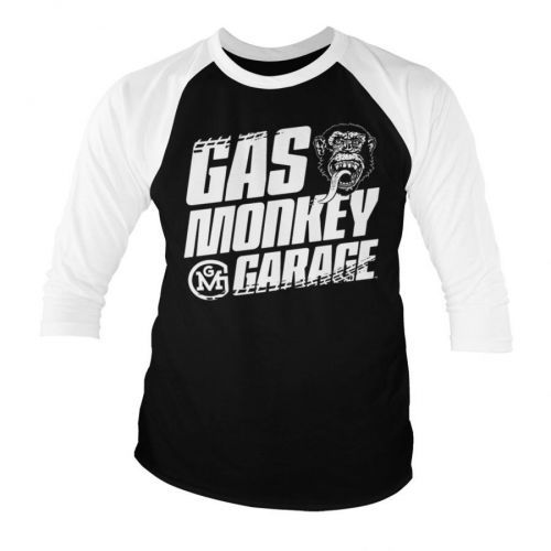 Triko 3/4 Gas Monkey Garage Tire Tracks Baseball - černé-bílé, XL