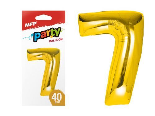 MFP 8000180 Balónek č. 7 nafukovací fóliový 40 cm - zlatý