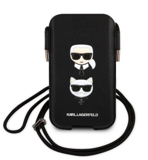 Stylová kapsa Karl Lagerfeld and Choupette Head Saffiano PU Pouch L KLHCP12LOPHKCK, černá