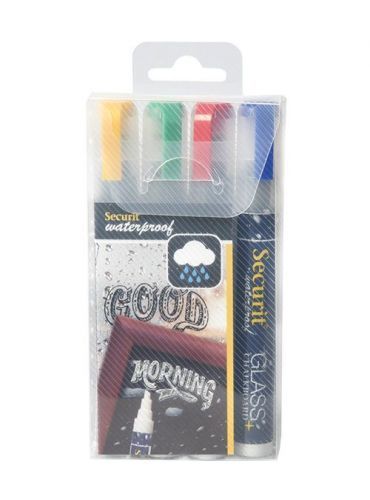 Křídový popisovač Securit SMA610 voděodolný šířka hrotu 2-6mm, Assorted Primary, 4ks