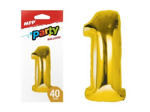 MFP 8000174 Balónek č. 1 nafukovací fóliový 40 cm - zlatý