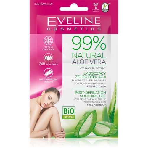 Eveline Cosmetics 99% Natural Aloe Vera Post-Depilatory Cream Zklidňující gel po depilaci 2x5 ml