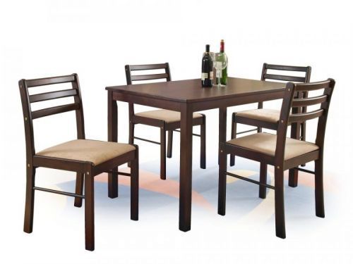 Jídelní set STARTER 1 + 4 – masiv, látka, hnědá