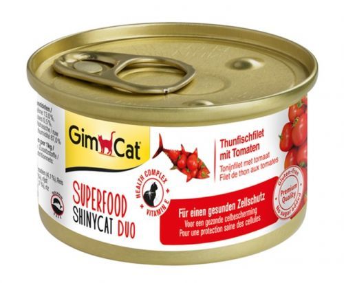 Konzerva ShinyCat duo superfood tuňák s rajčaty 70g