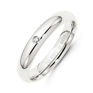 NB101-4-ZR Stříbrný prsten šíře 4 mm, zirkon - velikost 48 - NB101-4-ZR-48
