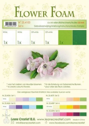 Speciální pěnová guma na výrobu květin A4 - bílo - zelené barvy
