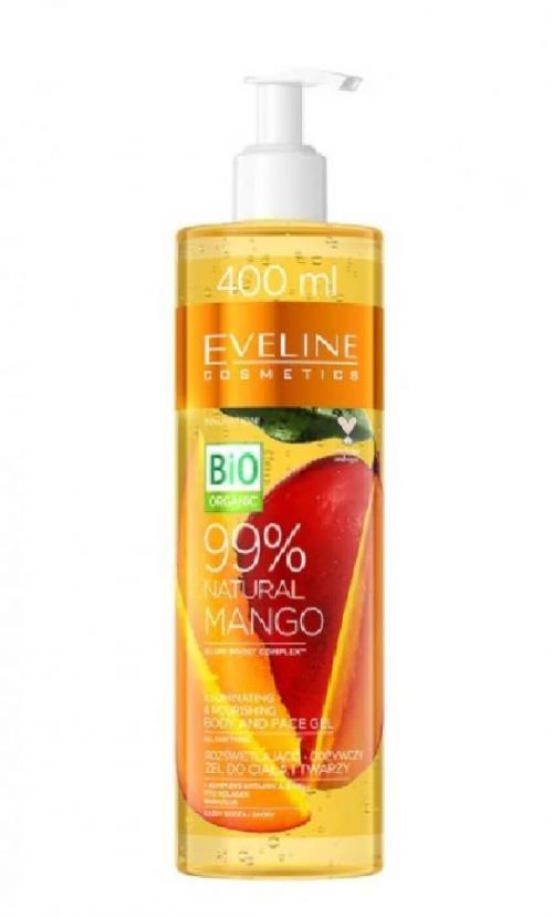 Eveline Cosmetics 99% Natural Mango Body and Face Gel Rozjasňující a vyživující gel na tělo a obličej 99% MANGO 400 ml