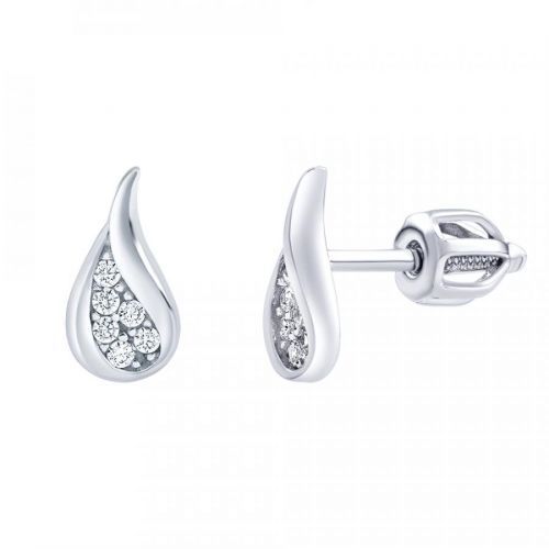 Stříbrné náušnice kapky pecky Emilie s čirými Brilliance Zirconia dámské i dětské - SILVEGOB70540SBD