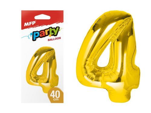 MFP 8000177 Balónek č. 4 nafukovací fóliový 40 cm - zlatý