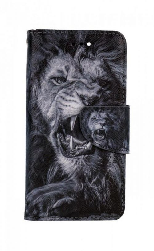 Pouzdro TopQ iPhone SE 2020 knížkové Černobílý lev 62609