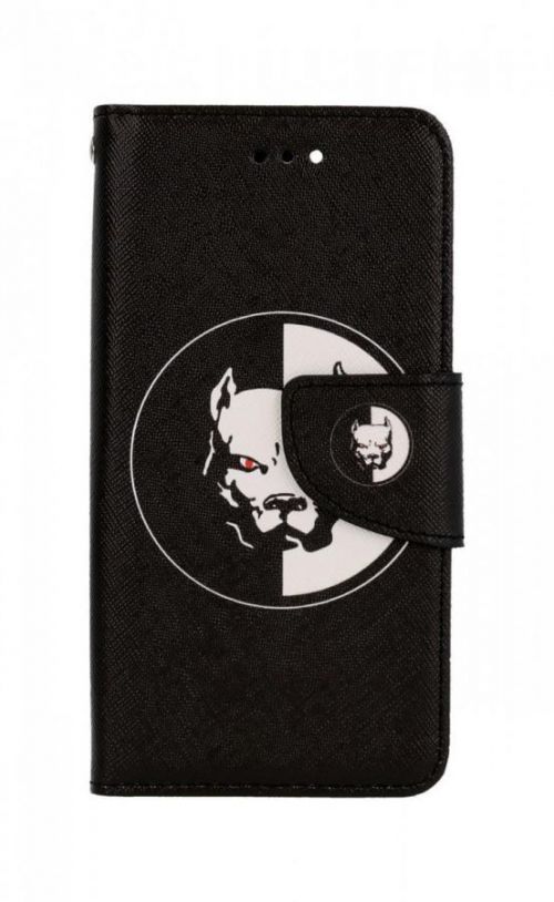 Pouzdro TopQ iPhone SE 2020 knížkové Černobílý pitbull 62543
