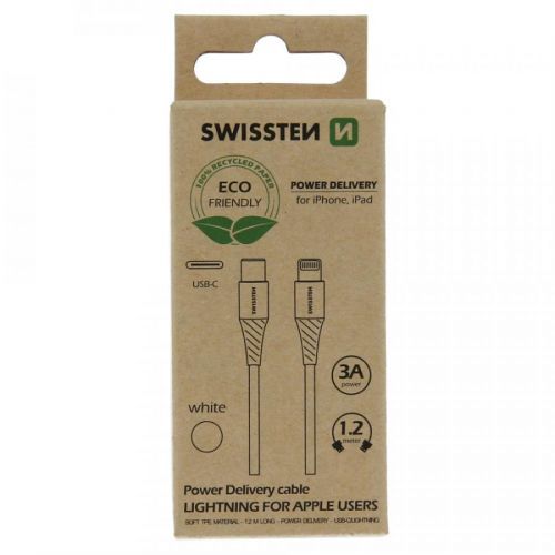 Datový kabel Swissten USB-C/Lightning, 1,2m, bílá