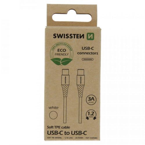 Datový kabel Swissten USB-C/USB-C, 1,2M, bílá