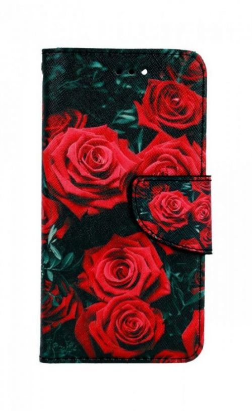 Pouzdro TopQ iPhone SE 2020 knížkové Červené růžičky 62580