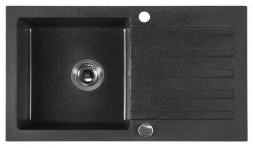 SAPHO Dřez granitový vestavný s odkapávací plochou, 78x44 cm, černá GR7204