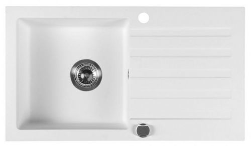 SAPHO Dřez granitový vestavný s odkapávací plochou, 78x44 cm, bílá GR7201