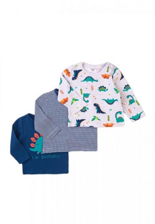 Tričko kojenecké 3pack, Minoti, Jurassic 10, modrá - 56/62