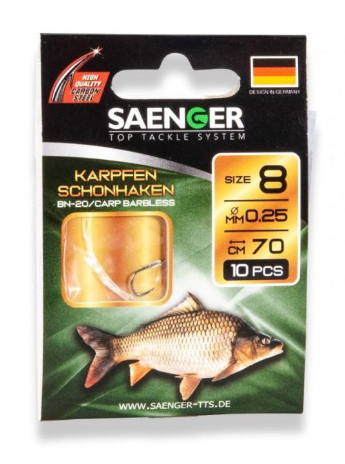 Saenger Návazec na kapry bezprotihrotý Karpfen Schonhaken vel. 8, 10 ks/bal-1988008