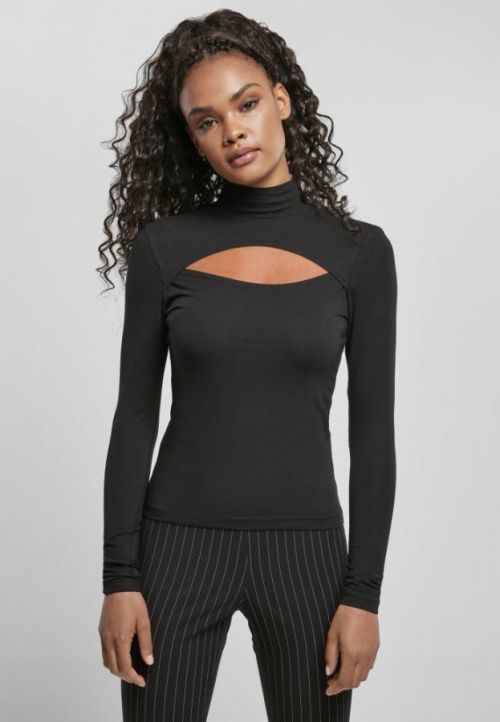 Ladies Cut-Out Turtleneck Longsleeve - black 3XL