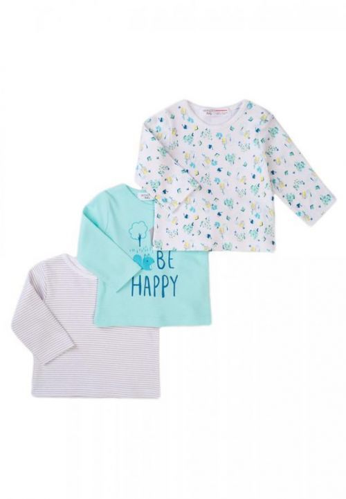 Tričko kojenecké 3pack, Minoti, Snail 10, modrá - 56/62