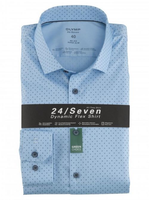 OLYMP Level Six Super Slim pánská košile 24/7 2550 11 Modrá 41