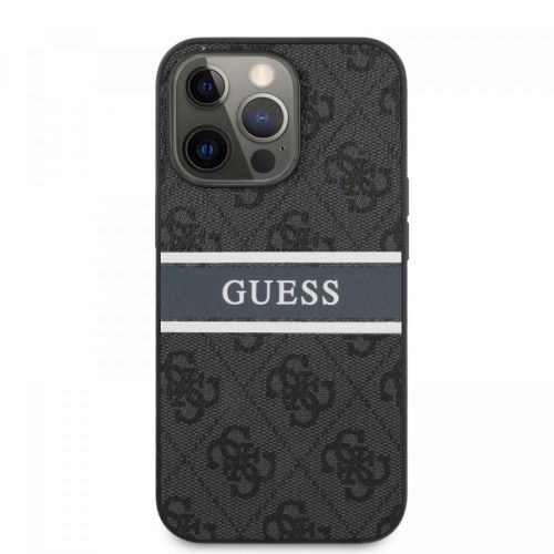 Zadní kryt Guess PU 4G Printed Stripe GUHCP13L4GDGR pro Apple iPhone 13 Pro, šedá