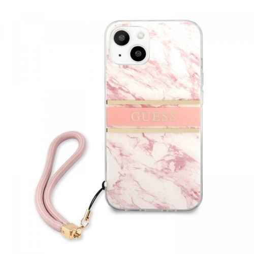 Zadní kryt Guess TPU Marble Stripe GUHCP13SKMABPI pro Apple iPhone 13 mini, růžová