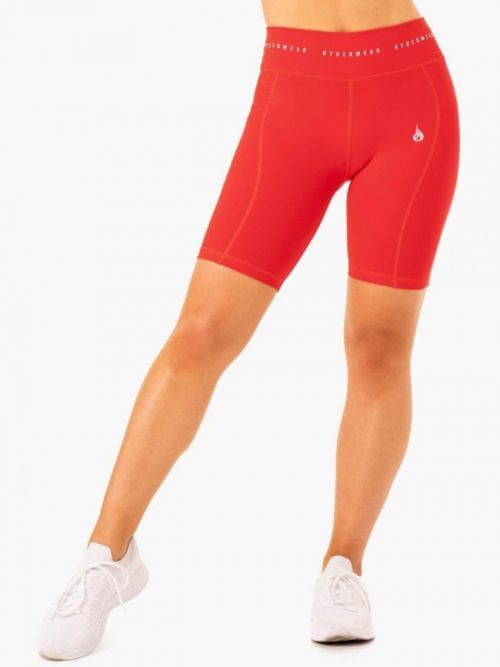 Dámské High Waisted Bike Shorts Reflex Red XS - Ryderwear