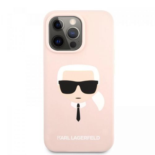 Ochranný kryt pro iPhone 13 Pro MAX - Karl Lagerfeld, Silicone Karl Head Pink KLHCP13XSLKHP