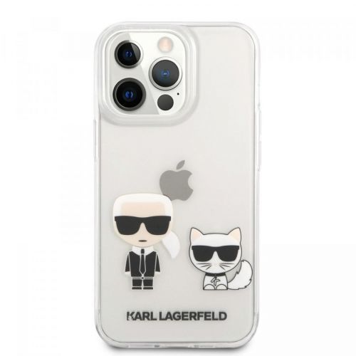 Zadní kryt Karl Lagerfeld PC/TPU Ikonik Karl and Choupette KLHCP13LCKTR pro Apple iPhone 13 Pro, transparentní