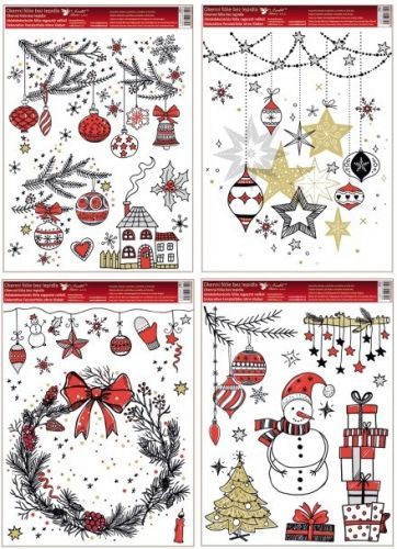 Anděl Okenní fólie barevná 30 x 42 cm, moderní Vánoce 252