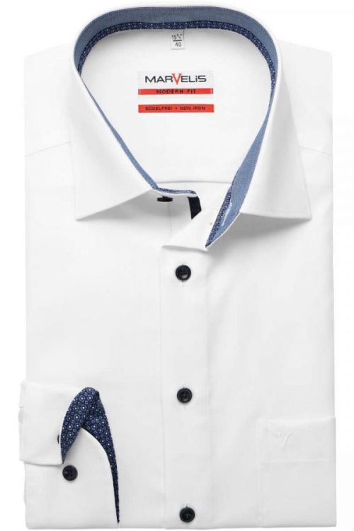 Marvelis pánská košile Modern Fit s prodlouženým rukávem 7204 00 89 Bílá 45