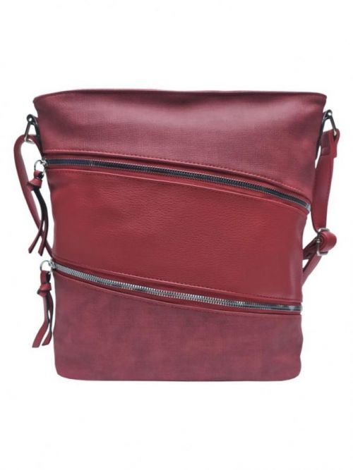 Vínová/bordó crossbody kabelka s šikmými kapsami Vínová/bordó