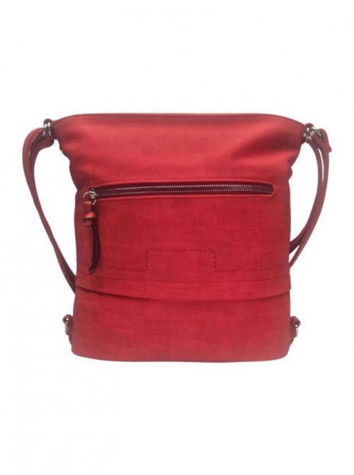 Střední červený kabelko-batoh 2v1 s praktickou kapsou Červená