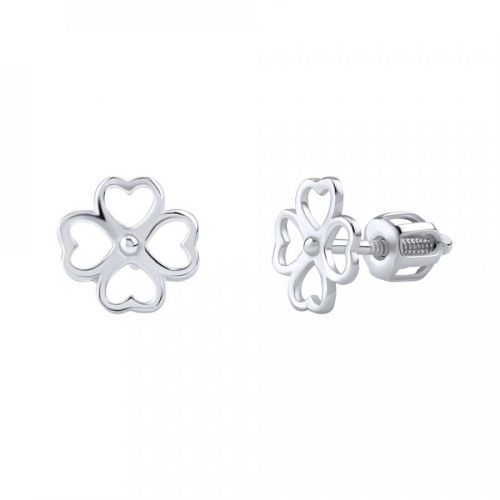 Stříbrné náušnice čtyřlístek Enzio na šroubek dámské i dětské - SILVEGOB31853SBD