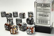 Chessex Dice Set Gemini Copper-Steal/White 16mm d6 (12x)